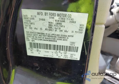 2010 Ford Escape Hybrid Limited из США, поврежденный, VIN 1FMCU4K34AKB80052